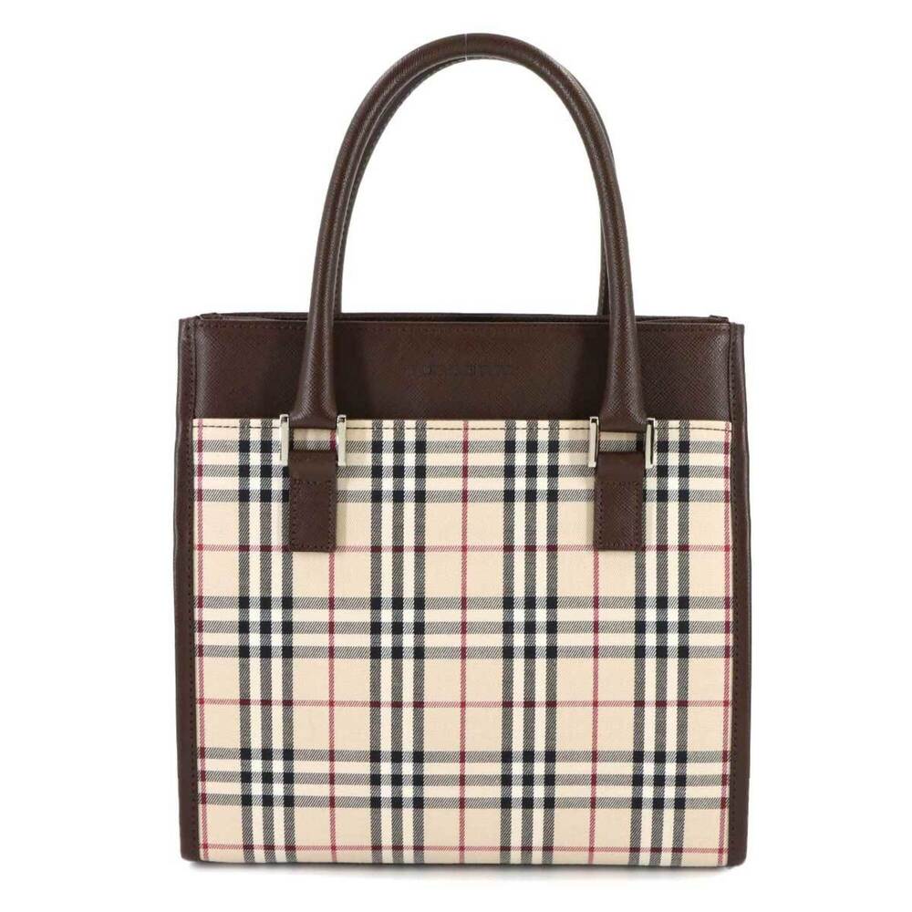 Burberry Nova Check Handbag, Canvas and Leather, Beige Brown.